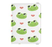Funda de piel sintética para pasaporte, ligera, protectora para vacunas, para mujeres y hombres, lindo libro de pasaporte, viajes, ranas felices, Multi, 1 size, Casual