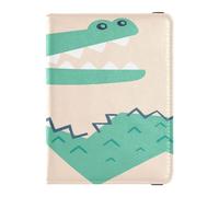 Funda de piel sintética para pasaporte, ultrafina, cartera para pasaporte para mujeres y hombres, organizador de documentos, accesorios esenciales de viaje, ilustración de cocodrilo de dibujos