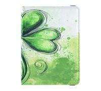 Funda de piel sintética para pasaporte, ultrafina, tarjetero, para mujeres y hombres, lindo libro de pasaporte, viajes, trébol verde, trébol de la suerte, Green Clover Shamrock Lucky St, 1 size,