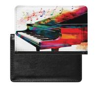 Funda de piel sintética para pasaporte y teclado de piano colorido, funda para pasaporte, libro de pasaporte, tarjetas, artículos imprescindibles para viajes
