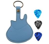 Funda de piel sintética para púas y púas, con llavero para guitarra, bajo, ukelele, funda con 3 púas