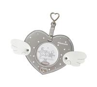 Funda de piel sintética para tarjetas con forma de corazón con clip de metal para niñas, llavero, bolsa, protector redondo