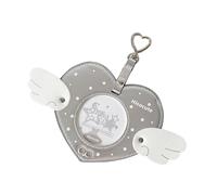 Funda de piel sintética para tarjetas con forma de corazón con clip de metal para niñas, llavero, bolsa, protector redondo