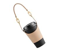 Funda de piel sintética para taza de café con correa ajustable aislada para bebidas calientes, práctica bebida de camping, accesorio para café