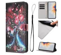Funda de piel sintética para teléfono móvil Samsung Galaxy A55 5G, funda tipo cartera, funda de piel sintética con tapa, función atril, diseño de árbol de mariposas