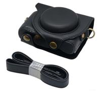 Funda de piel sintética retro para cámara Sony HX90 HX80, bolsa protectora a prueba de golpes con diseño compacto, funda de viaje portátil para fotografía (negro)