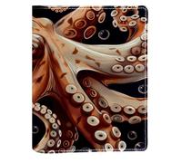 Funda de piel sintética reutilizable con diseño de pulpo marrón, apta para cuadernos de 148 x 210 mm