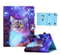 Funda de Piel Universal con Ranura para Tarjeta para Fire HD 10, Huawei MediaPad T3 / T5 10, iPad 2018, Galaxy Tab E 9.6 / Tab A 10.1, Lenovo Tab 4 10/TB-X103F