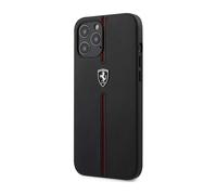 CG MOBILE Ferrari FEOMSHCP12LBK - Funda de Piel para iPhone 12 Pro MAX (6,7 Pulgadas), Color Negro y Rojo