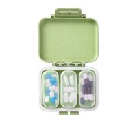 Funda de píldora diaria, bonita funda para pastillas de viaje - Pastillero portátil con 3 compartimentos, 3 veces al día, resistente al agua, para uso diario, viajes, productos de salud