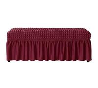 Funda de Piqué Elástica Antiarañazos y Antimanchas con Borde Volante con Borde Elástico Lavable a Máquina para Banco, Aplicable a Escabel o Banco de Piano(Burgundy,M)