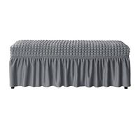 Funda de Piqué Elástica Antiarañazos y Antimanchas con Borde Volante con Borde Elástico Lavable a Máquina para Banco, Aplicable a Escabel o Banco de Piano(Light Gray,S)