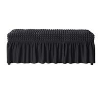 Funda de Piqué Elástica Antiarañazos y Antimanchas con Borde Volante con Borde Elástico Lavable a Máquina para Banco, Aplicable a Escabel o Banco de Piano(Black,M)