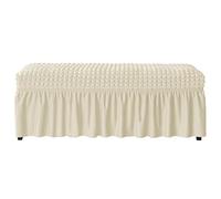 Funda de Piqué Elástica Antiarañazos y Antimanchas con Borde Volante con Borde Elástico Lavable a Máquina para Banco, Aplicable a Escabel o Banco de Piano(Beige,L)