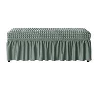 Funda de Piqué Elástica Antiarañazos y Antimanchas con Borde Volante con Borde Elástico Lavable a Máquina para Banco, Aplicable a Escabel o Banco de Piano(Matcha Green,L)