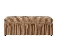 Funda de Piqué Elástica Antiarañazos y Antimanchas con Borde Volante con Borde Elástico Lavable a Máquina para Banco, Aplicable a Escabel o Banco de Piano(Light Brown,M)