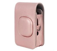 Funda de poliuretano para cámara Fujifilm para instax mini LiPlay, resistente al agua, con tapa extraíble y correa para el hombro, color negro (rosa)