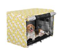 Funda de privacidad para jaula de perro, poliéster 600D, resistente, para acampar y viajar por carretera, fondo amarillo suave, cabeza redonda, pollito, S