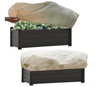 Funda de protección contra heladas beige para cajas rectangulares de plantas, tela no tejida de alta calidad para exteriores, funda para macetas de patio, contra las heladas invernales (100 x 40 x 45