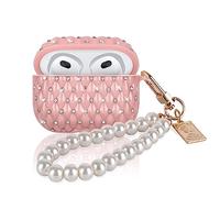 Funda de Protectora para Airpods 3 Generación con Diamante Brillante Diseño, Estuche Bonito de Silicona Suave a Prueba de Golpes con Llavero Perlas para Mujeres, Resistente Arañazos Anti-Deslizante