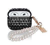 Funda de Protectora para Airpods 3 Generación con Diamante Brillante Diseño, Estuche Bonito de Silicona Suave a Prueba de Golpes con Llavero Perlas para Mujeres, Resistente Arañazos Anti-Deslizante