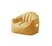 Funda de puf de piel sintética amarilla (sin relleno) para sala de estar, sillón, sillón, asiento de adulto, elegante funda de cojín de sofá para decoración del hogar