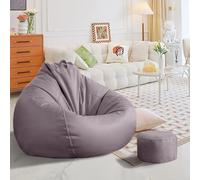 Funda de puf de piel sintética para adultos (sin relleno) para dormitorio, sillón impermeable, elegante sala de estar, asiento de suelo, cojín de sofá interior (malva grande)