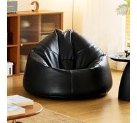 Funda de puf de piel sintética (relleno no incluido), funda de sofá portátil, impermeable, ultrasuave, para adultos y adolescentes, protector de silla negro