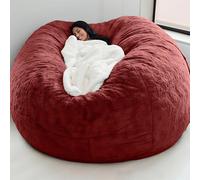 Funda de puf gigante de felpa 2.1 (sin relleno) | Puf de bricolaje para adultos y adolescentes, acogedor asiento de suelo para sala de estar, dormitorio, sofá suave (rojo vino)
