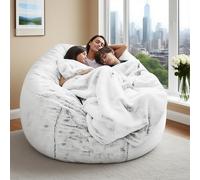 Funda de puf gigante de felpa 2.1 (sin relleno) | Sofá de suelo rellenable para adultos y adolescentes, acogedor puf para dormitorio, sala de estar, asiento suave (negro nieve)