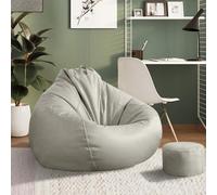 Funda de puf para adultos (sin relleno) en piel sintética para dormitorio, impermeable, silla de suelo, elegante, asiento de sala de estar, color verde salvia, grande, perfecto para interiores