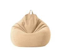 Funda de puff, funda de puff, funda grande para sofá, funda de sofá individual, respaldo alto, bolsa de asiento, organizador de ropa de juguete relleno, sin relleno(Khaki, 100x120 cm)