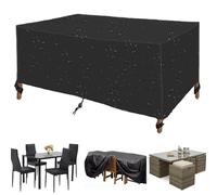 Funda de ratán impermeable para muebles de exterior, 500 x 115 x 75 cm, color negro, a prueba de polvo y resistente a los rayos UV, para mesas de patio cuadradas/rectangulares, protección interior y