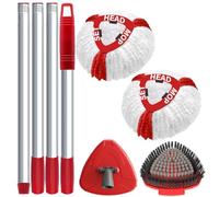 Funda de recambio OKcedier para Turbo 2 en 1, cabezales de recambio para fregona y fregona con 2 cabezales de microfibra, 1 palo, 1 base y 1 cepillo, apta para todo tipo de suelos
