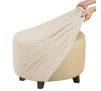 Funda de Reposapiés de Sofá Redonda Funda Otomana Funda de Puff Elástica Jacquard Funda para Taburete Elástica Extraíble Lavable Funda para Taburete Funda Protectora ( Color : #15 , Size : 50x50x40cm