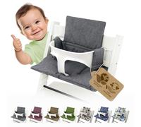Funda de repuesto para cojín compatible con Stokke Tripp Trapp M2 (jaspeado | Juego de cojines de asiento, suaves, acolchados, lavables y duraderos
