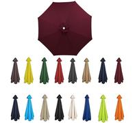 Funda de repuesto para sombrilla de 3,5 m para 6/8 varillas, protección UV 50, resistente al viento, tela para sombrilla de patio y playa, toldo de jardín, color vino tinto, se adapta a sombrillas de