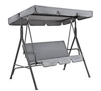 Funda de repuesto y cojín impermeable para columpio de patio de 2/3 plazas, muebles de jardín al aire libre, gris, 164 x 114 x 15 cm, resistente a la intemperie