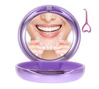 Funda de retención con espejo, bonita funda de retención, funda delgada de alineador con herramienta de extracción, cierre magnético, práctica funda de ortodoncia para Invisalign/protector nocturno