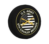 Funda De Rueda De Repuesto 6.ª Brigada De Caballería De Los Estados Unidos con Cordón Protector Solar Cubierta del Neumático, para Remolques, Camionetas, Autocaravanas, 17in