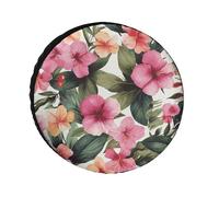Funda de rueda de repuesto de flores hawaianas, resistente a la intemperie, de 61 a 91 cm, diámetro del neumático, universal, impermeable, para remolques