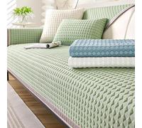 Funda De Seda Helada para Sofá Verano, Cubresofá Antideslizante para Esquinero Y Sillón, Tejido Transpirable Suave, Protector Muebles A La Carta(Green,36 * 36in/90 * 90cm)
