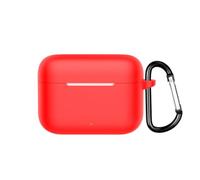 Funda de silicona a prueba de golpes compatible con Realme Buds T200, funda protectora suave con clip de mosquetón (rojo)