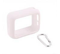 Funda de silicona a prueba de golpes para altavoz portátil JBL GO4 - Recortes precisos, clip de mosquetón, 10 × 8 × 1.7 pulgadas (blanco)