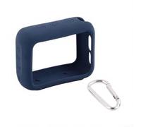 Funda de silicona a prueba de golpes para altavoz portátil JBL GO4 - Recortes precisos, clip de mosquetón, 10 × 8 × 1.7 pulgadas (azul oscuro)