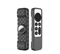 Funda de silicona a prueba de golpes para Apple 4K TV Siri Remote AirTag antideslizante de silicona para mando a distancia (negro)