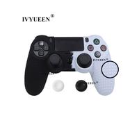 Funda de silicona antideslizante en blanco y negro para el mando Sony Dualshock 4 de PS4 Pro Slim con funda de
