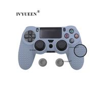 Funda de silicona antideslizante gris para mando Sony Dualshock 4 PS4 Pro Slim con funda de camuflaje y tapa de
