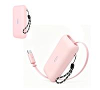 Funda de silicona compatible con batería externa de yoga de 5000 mAh, funda protectora a prueba de golpes con cordón para cargador portátil, color rosa