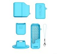 Funda de silicona compatible con dji para osmo Pocket 4P, Pocket4 accesorios a prueba de golpes, funda protectora de piel suave para combo base de silicona (azul + base)